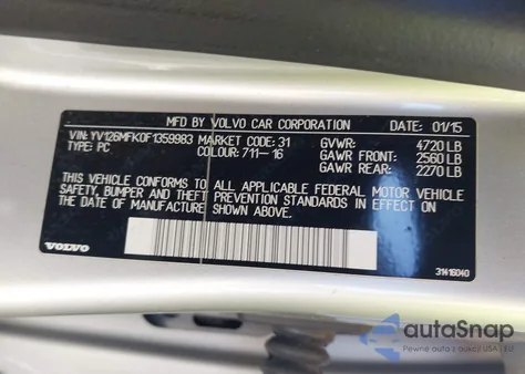 2015 Volvo S60 T5 Premier from USA, damaged, VIN YV126MFK0F1359983